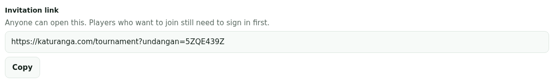 The invite link box with a Copy button